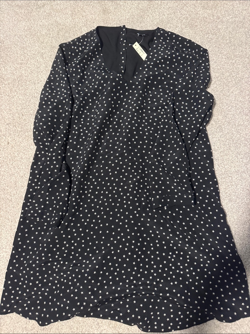 Madewell Black Star-Print Long Sleeve Dress